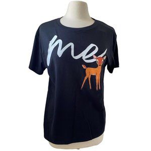 Disney Womens Bambi Black Short sleeve Graphic T shirt Size L, XL, XXL New